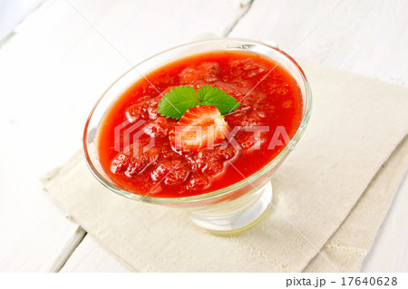 Dessert strawberry-vanilla in glassful on board 17640628