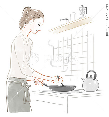 料理する女性 17643294