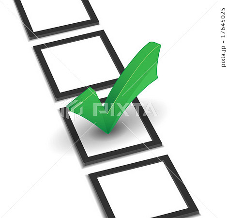チェックボックスと緑のチェックマークのイラスト素材
