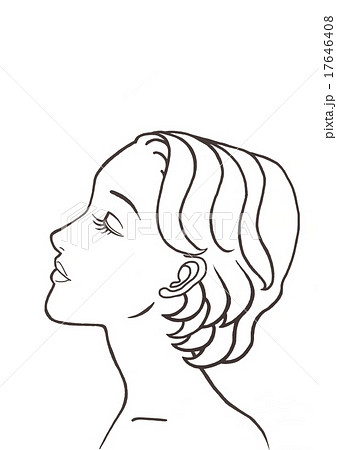 目を閉じる女性の横顔のイラスト素材