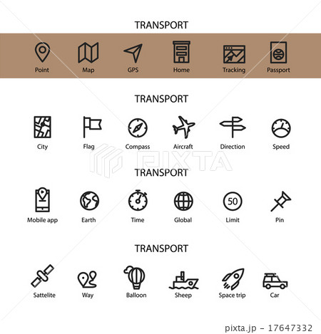Different line style icons set. Transport 17647332