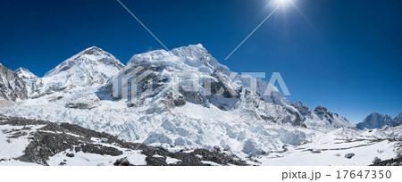 Everest base camp area panoramic view 17647350