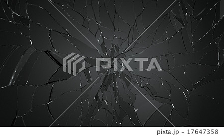 Pieces of splitted or cracked glass on black Pieces of splitted or cracked glass on black 17647358