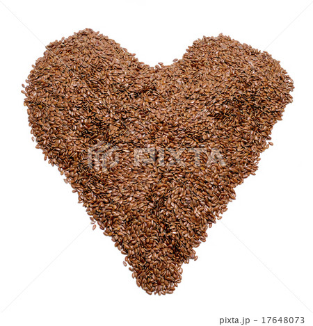 brown flax seeds forming a heart brown flax seeds forming a heart 17648073