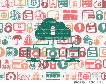 Safety concept: Cloud Network on wall background 17649917