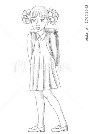 Hand drawn schoolgirl with backpack Vector sketch Hand drawn schoolgirl with backpack Vector sketch 17651042