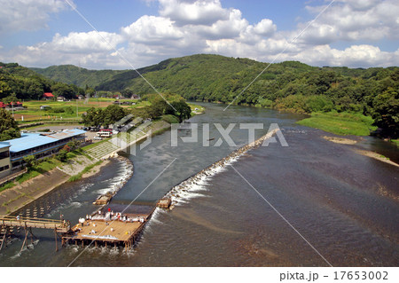 栃木県茂木町 大瀬のやなの写真素材