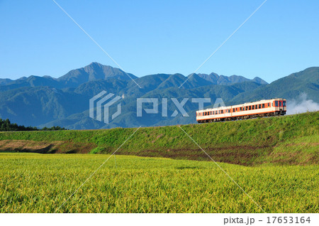 小淵沢の大カーブを甲斐駒ヶ岳をバックに行く小海線の国鉄色ローカル列車 17653164