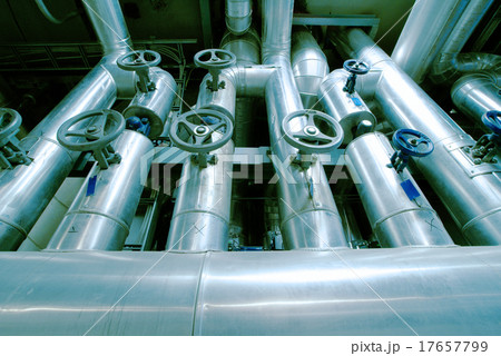 Industrial zone, Steel pipelines, valves and cable Industrial zone, Steel pipelines, valves and cable 17657799