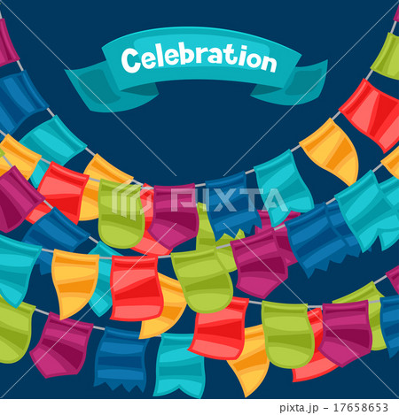 Celebration holiday greeting card with garland of Celebration holiday greeting card with garland of 17658653