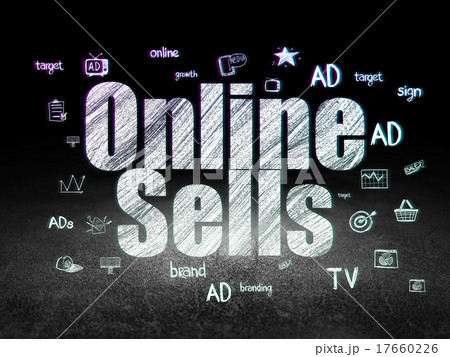 Marketing concept: Online Sells in grunge dark 17660226