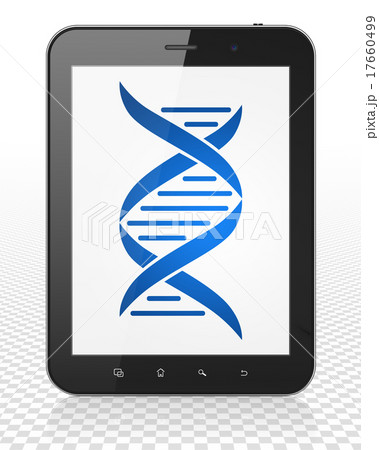 Science concept: Tablet Pc Computer with DNA on 17660499