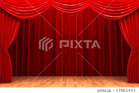 vector Red velvet curtain opening scene 17661455