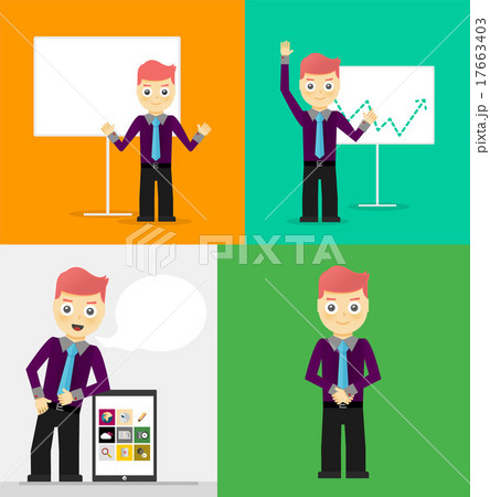 Poses of young businessmen, presentation white Poses of young businessmen, presentation white 17663403