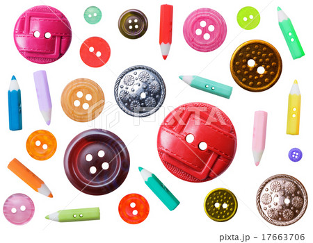 Set of plastic color different buttons isolated 17663706