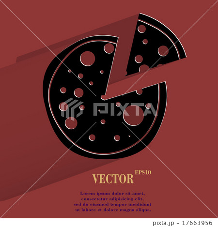 Pizza. Flat modern web button with long shadow and 17663956