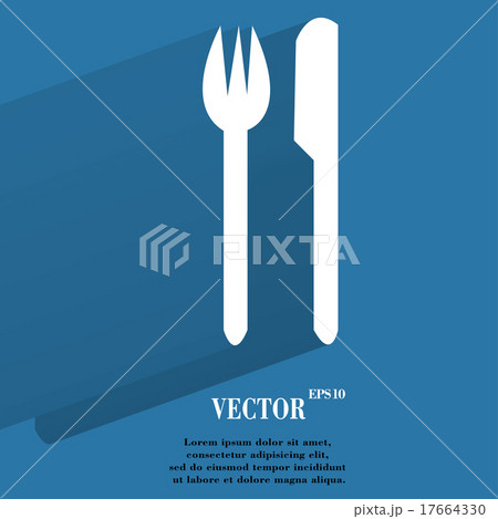 cutlery, knife, fork. Flat modern web button with 17664330