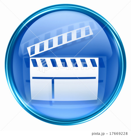 movie clapper board icon blue, isolated on white  17669228