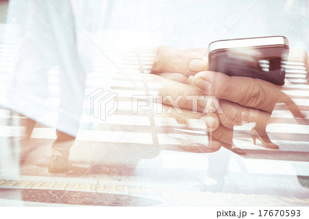 Double exposure of using smart phone 17670593