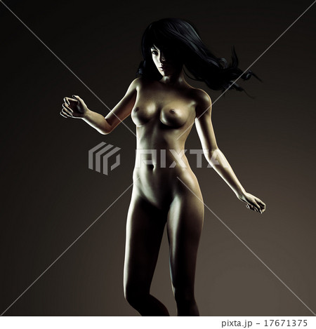 Beautiful naked young woman in the dark studio 17671375