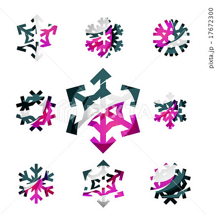 Set of abstract colorful snowflake logo icons 17672300