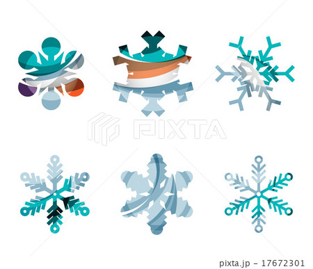 Set of abstract colorful snowflake logo icons 17672301