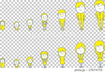 人物　クレヨンタッチイラスト　子供 17674755
