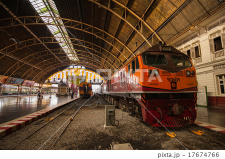 旅、アジア、タイ、バンコク、クルンテープ駅、機関車 17674766