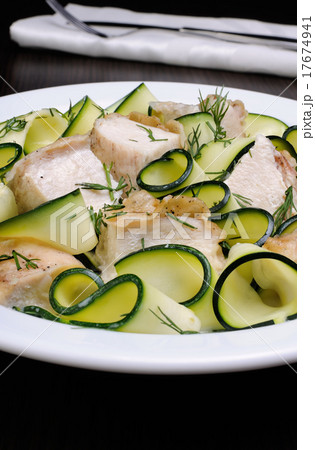 zucchini with slices of chicken zucchini with slices of chicken 17674941