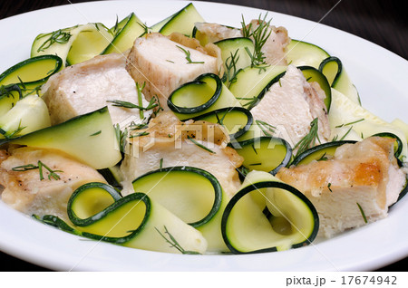 zucchini with slices of chicken zucchini with slices of chicken 17674942