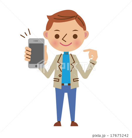スマートフォンを持つ男性のイラスト素材