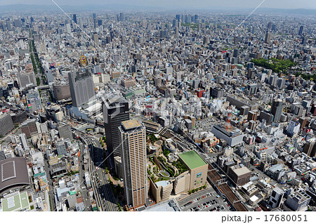 大阪 難波を空撮の写真素材