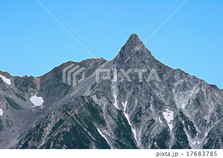 常念岳山頂から望む槍の穂先 17683785