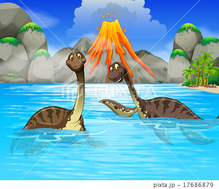 Dinosaurs swimming in the lake Dinosaurs swimming in the lake 17686879
