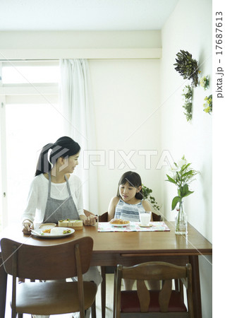 家で一緒に過ごす親子 17687613