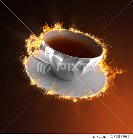 cup of tea in fire cup of tea in fire 17687962
