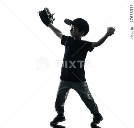 child playing softball players silhouette isolated child playing softball players silhouette isolated 17688556