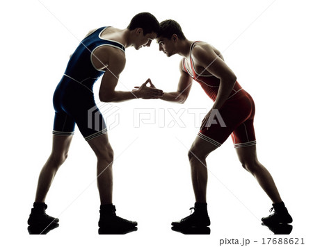 wrestlers wrestling men isolated silhouette 17688621