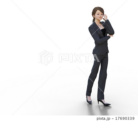 電話するビジネススーツの女性 Perming3dcgイラスト素材のイラスト素材