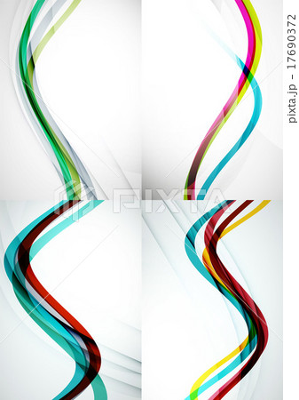 Set of abstract backgrounds. Curve wave lines with 17690372