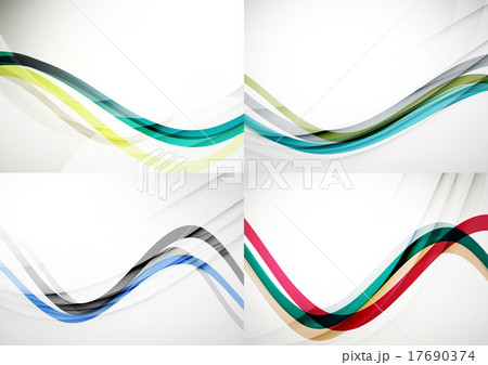 Set of abstract backgrounds. Curve wave lines with 17690374