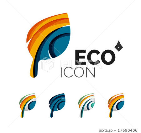 Set of abstract eco leaf icons, business logotype 17690406