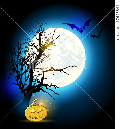 Silhouette of tree and pumpkin Silhouette of tree and pumpkin 17693341