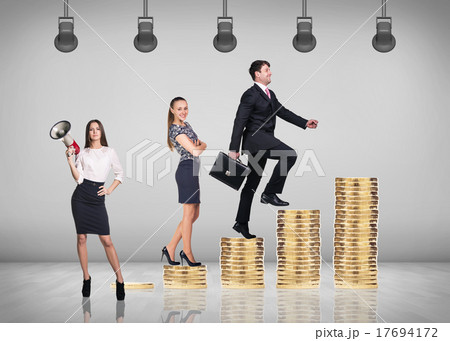 Man goes up by stairs from coins. 17694172