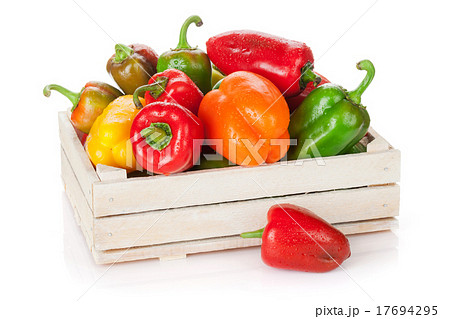 Fresh colorful bell peppers in box Fresh colorful bell peppers in box 17694295