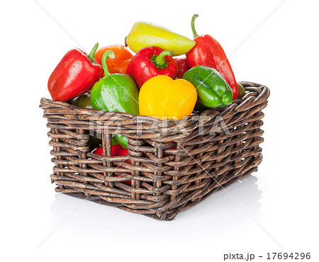 Fresh colorful bell peppers in box 17694296