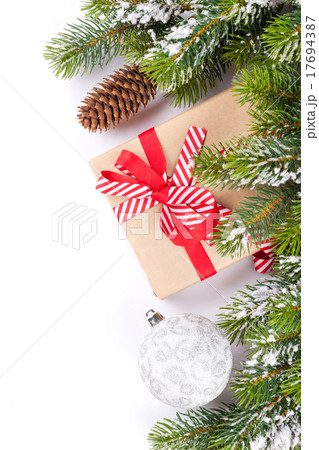 Christmas tree branch and gift Christmas tree branch and gift 17694387