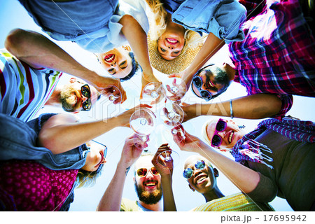 Beach Cheers Celebration Friendship Summer Fun Concept Beach Cheers Celebration Friendship Summer Fun Concept 17695942