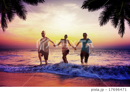 Diverse Beach Summer Friends Fun Running Concept Diverse Beach Summer Friends Fun Running Concept 17696471