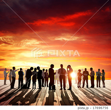 Back Lit Business People Discussion Skyline Concept Back Lit Business People Discussion Skyline Concept 17696756